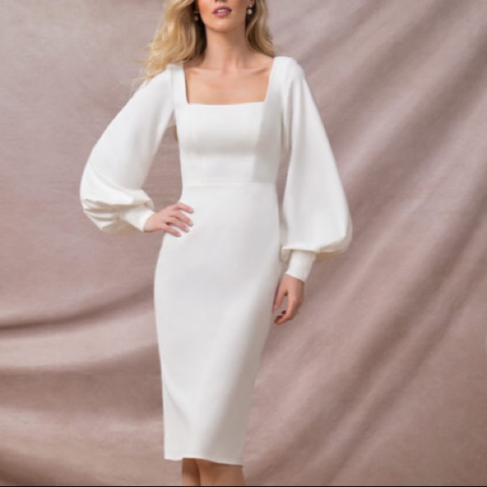 Bridal white long sleeve dress